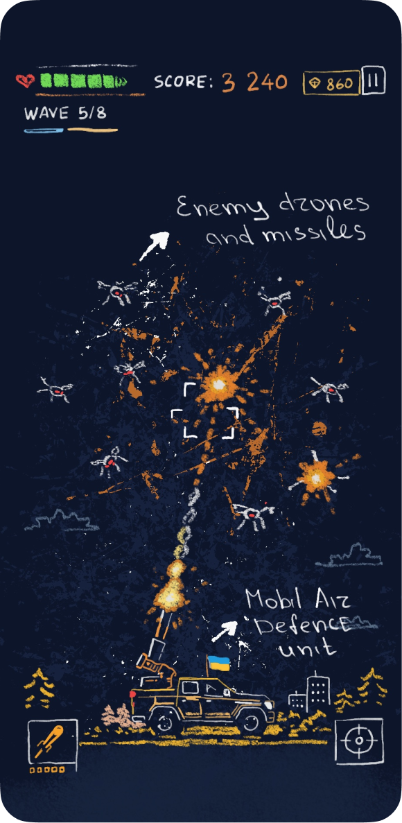 Sky Alert mini-game sketch